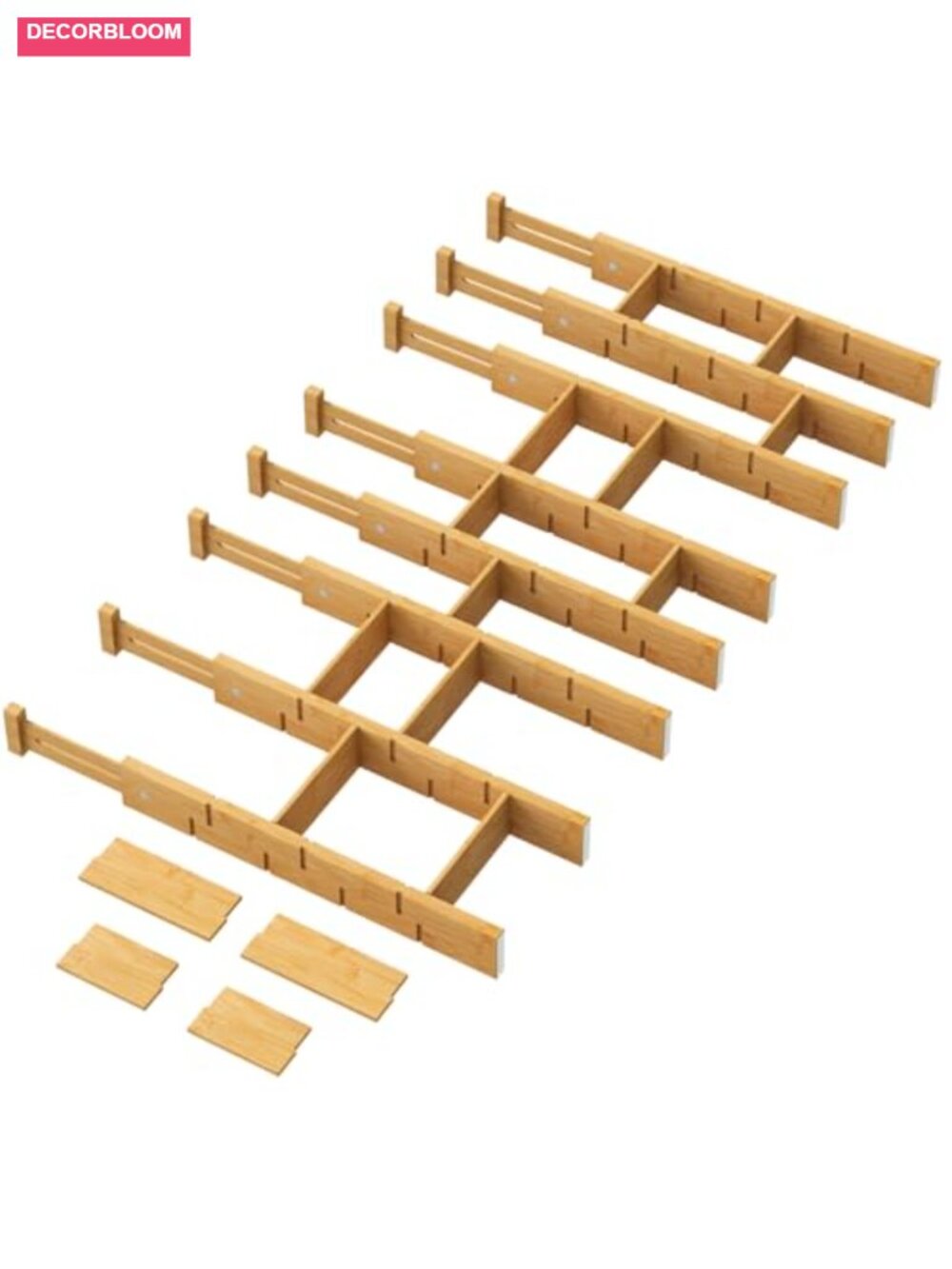 Bamboo Drawer Dividers 8-Pack Expandable 18-22.6 Inch Non-Slip Organizer